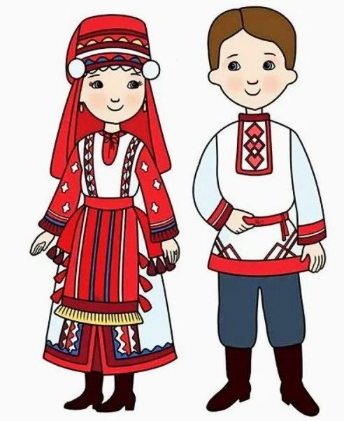 Национальный костюм мордвы рисунок для детей