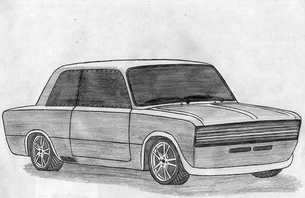 Рисунок машины карандашом