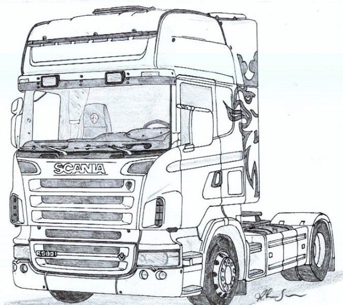 Раскраска тягач Скания r420