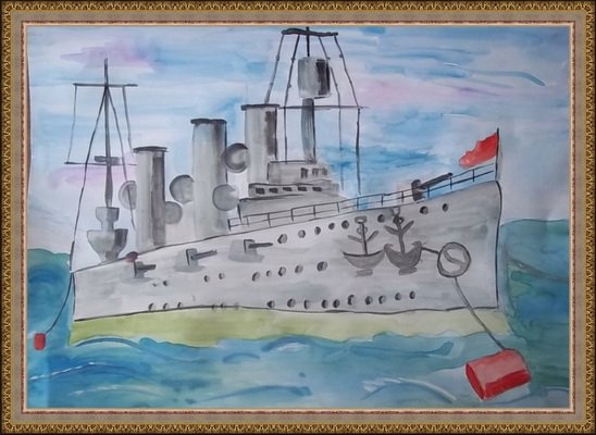 Рисование Санкт-Петербург крейсер Аврора