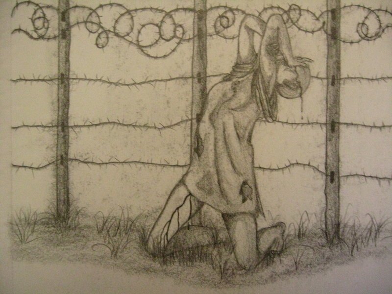 Концлагерь рисунок карандашом