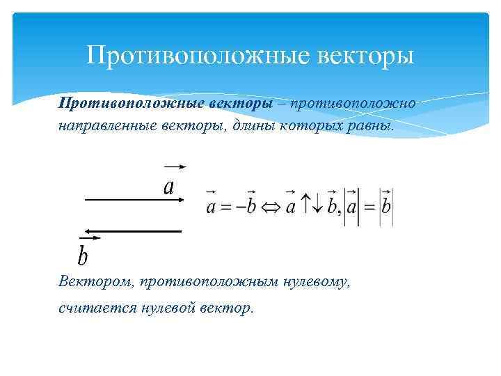 Противоположные векторы
