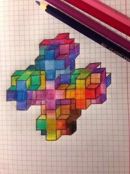 Рисунки по клеточкам разноцветные
