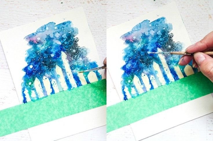 Техника рисования солью и акварелью