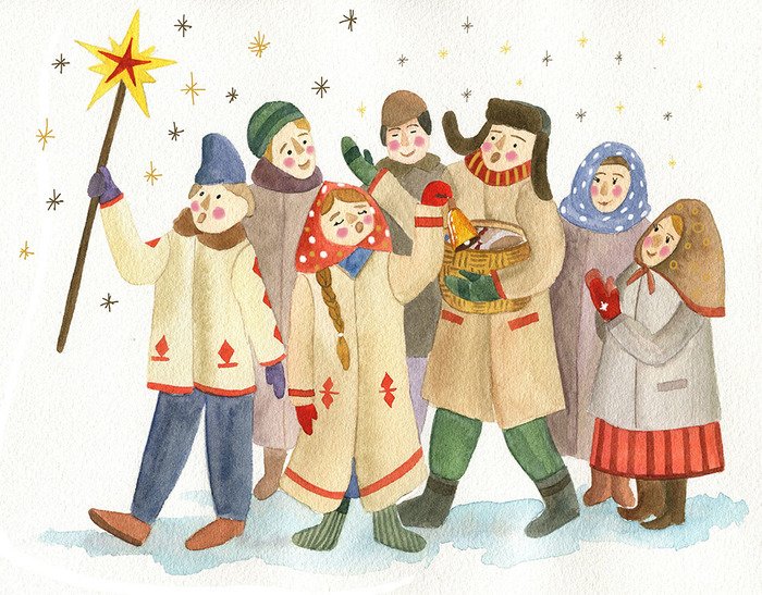 Колядки акварель