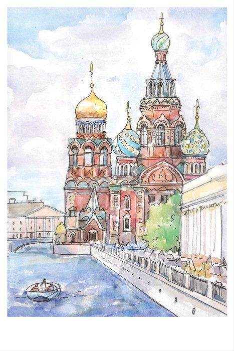 Собор спас на крови Санкт-Петербург акварель