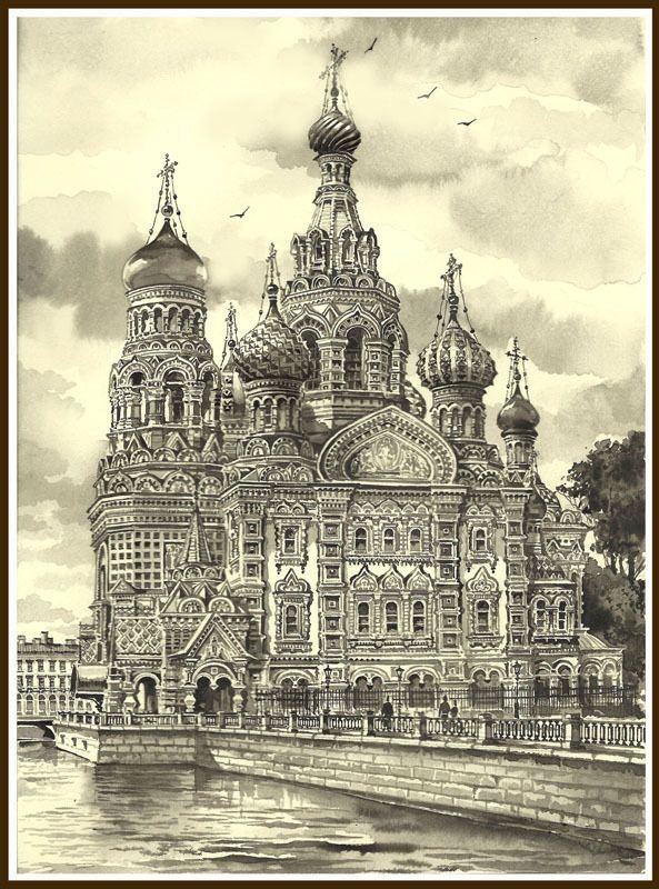 Храм Спаса на крови гравюра