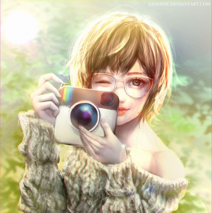 Девушка с фотоаппаратом арт