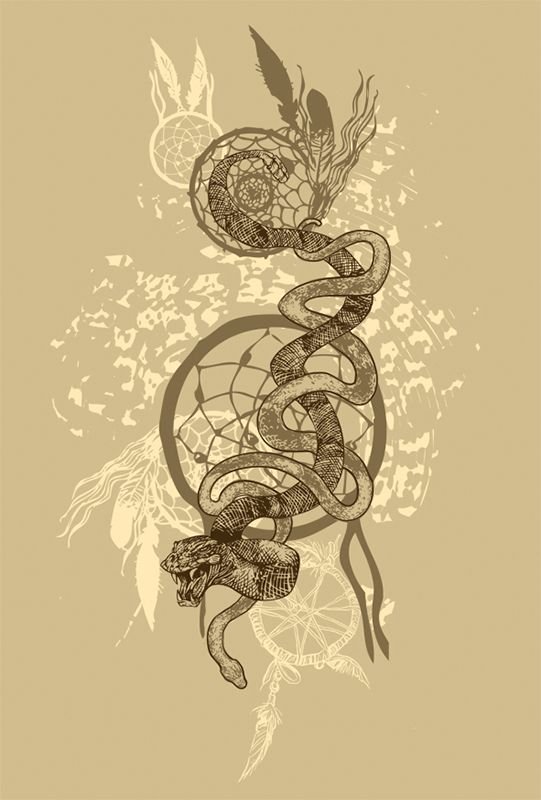 Тату Ловец снов со змеей