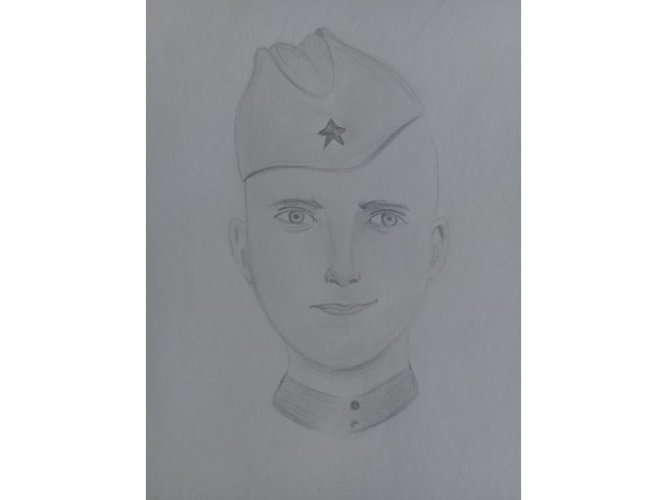 Портрет солдата ВОВ карандашом