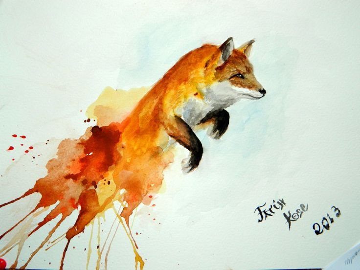 Лиса Art акварель