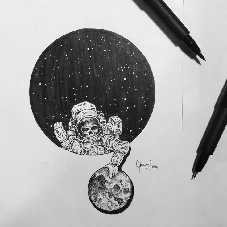 Рисунки чёрной гелевой ручкой