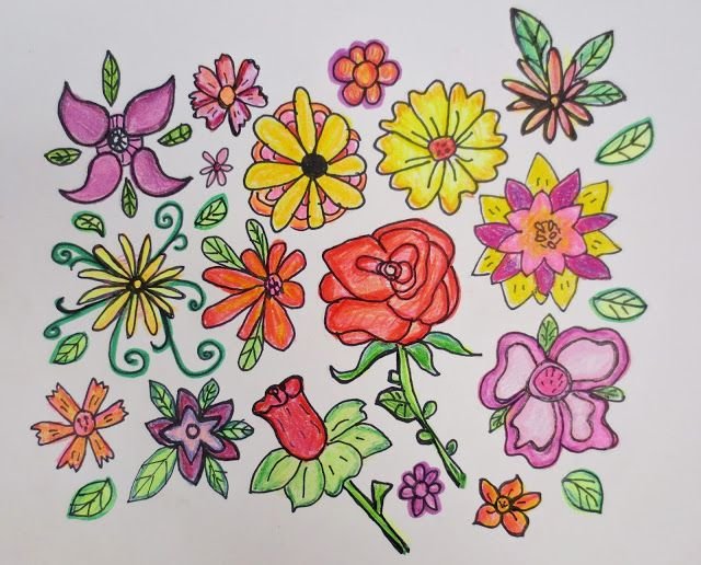 Рисунки цветов для срисовки цветные