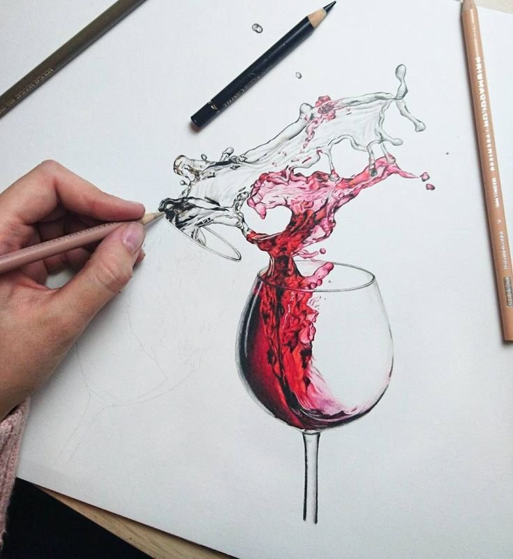 Рисование с бокалом вина