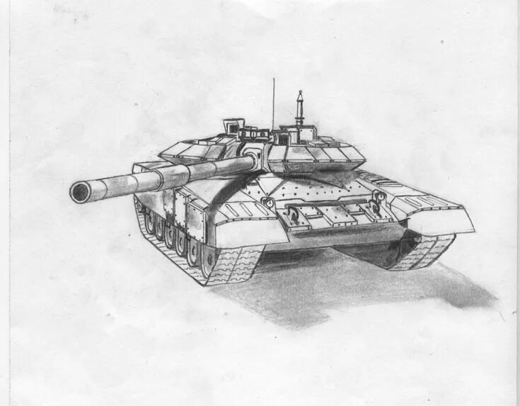 Танк т 80 рисунок карандашом