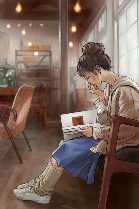 Аниме девушка с книгой