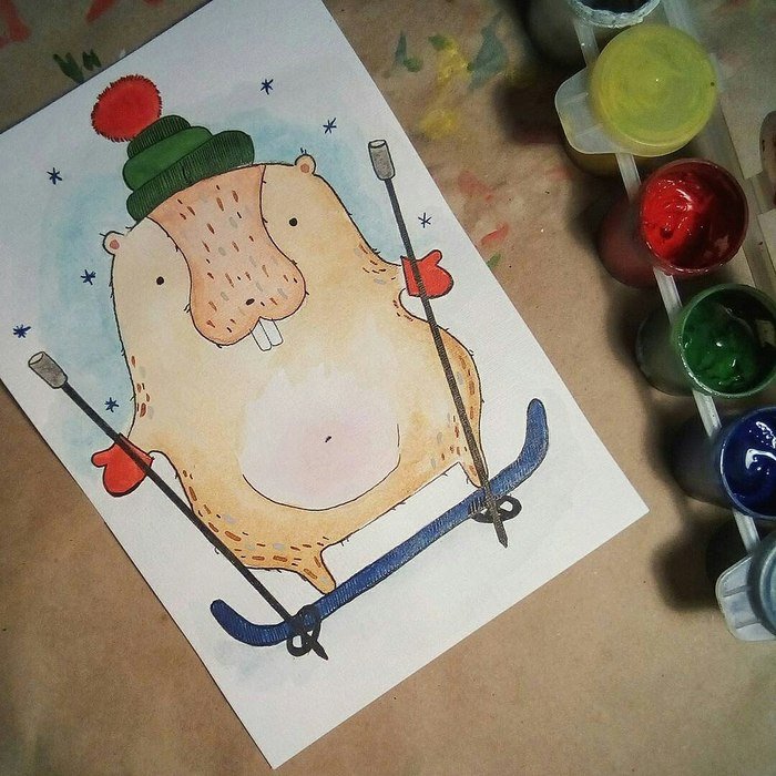 Новогодний хомяк арт