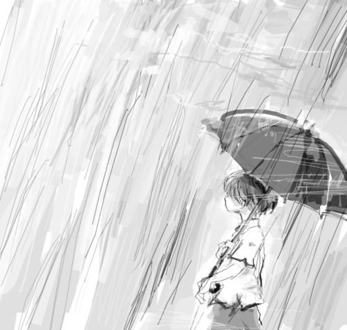 Девушка под зонтом рисунок