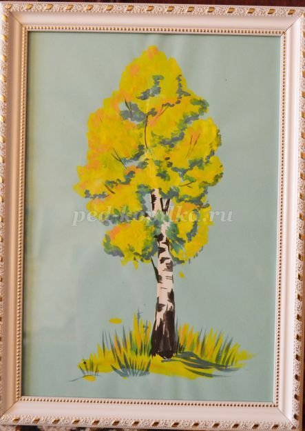 Рисование осенней березы