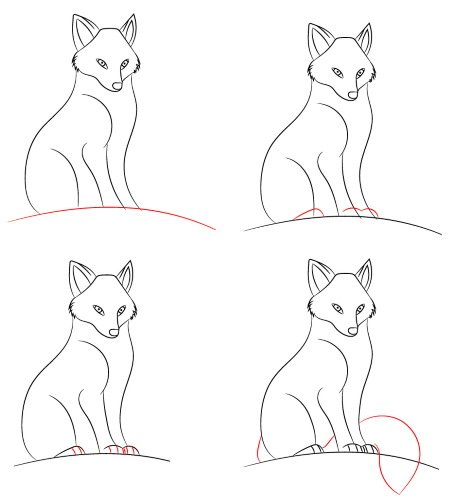 Поэтапный рисунок лисы