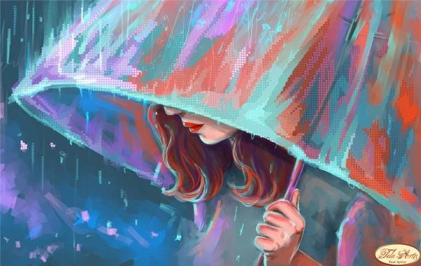 Девушка под дождем арт