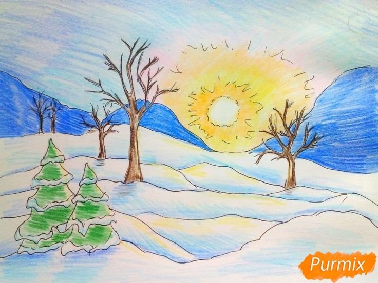 Рисунок на тему зима