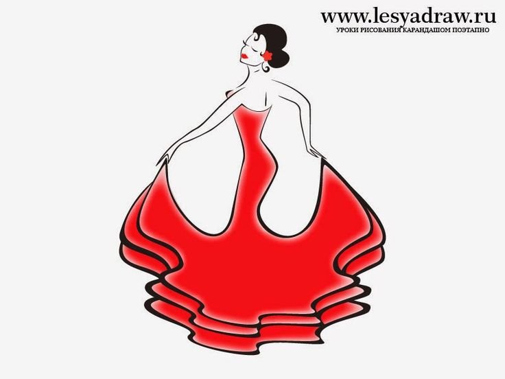 Девушка в платье рисунок