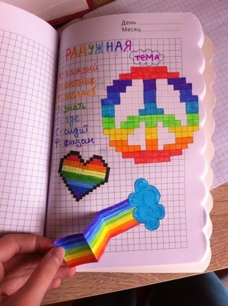 Рисунки в личный дневник в клеточку