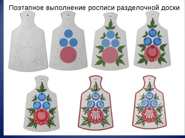 Городецкая роспись поэтапное рисование доска