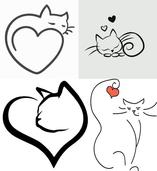 Кошка и котята для детей легкие