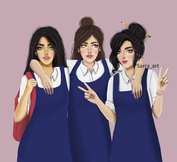 Три девушки рисунок
