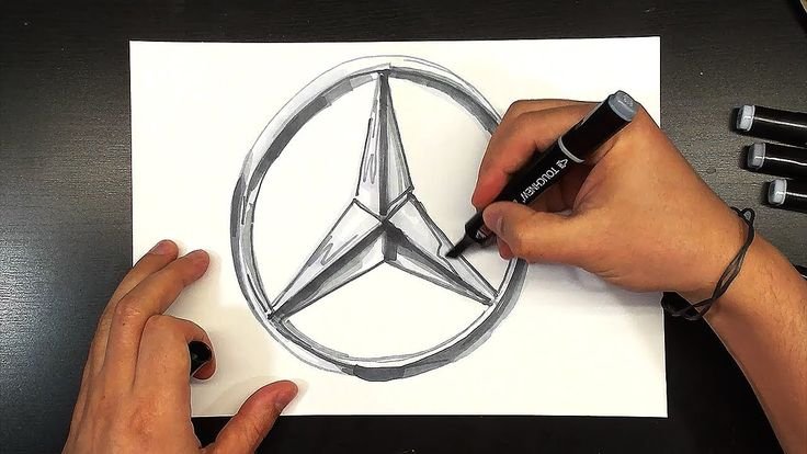 Рисовать значок Мерседес