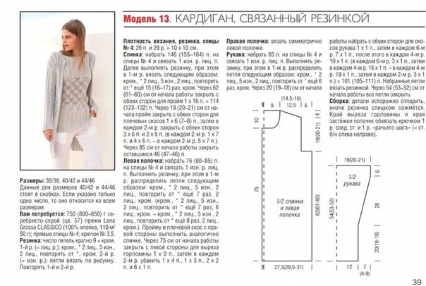 Кардиган женский вязаный спицами с описанием и схемой 50 размера