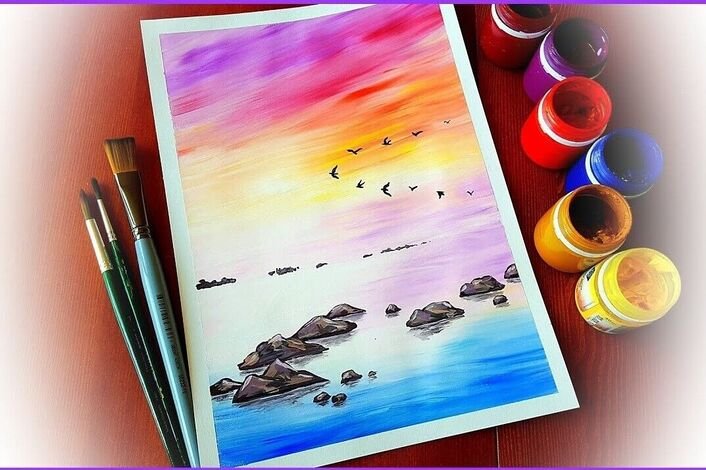 Рисунки красками для начинающих