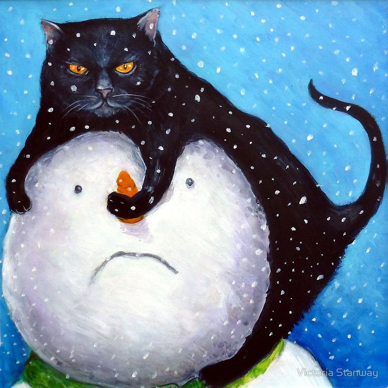 Новогодний кот арт