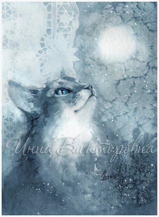 Кот в снегу арт