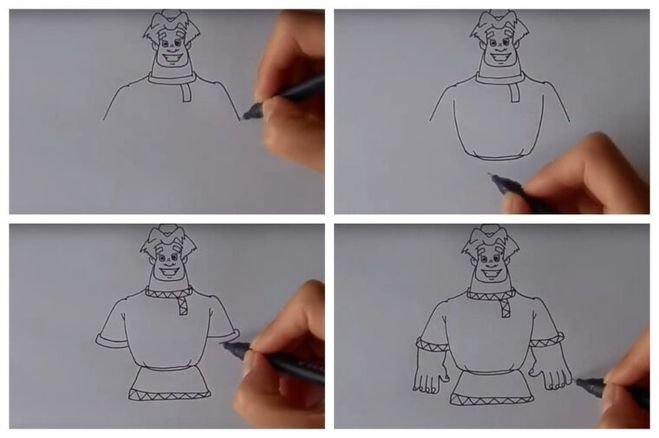 Рисование богатыря пошагово
