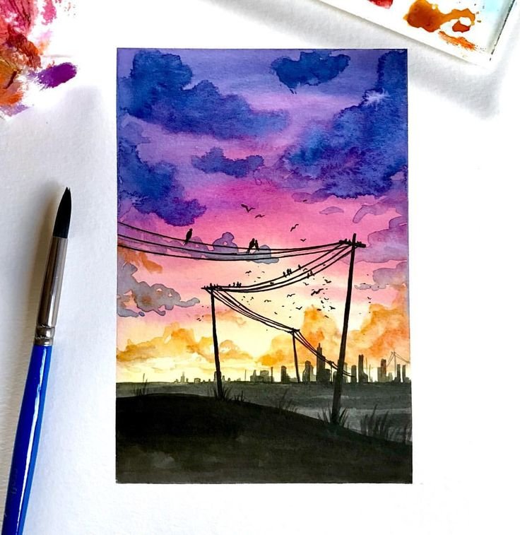 Пейзаж фломастерами