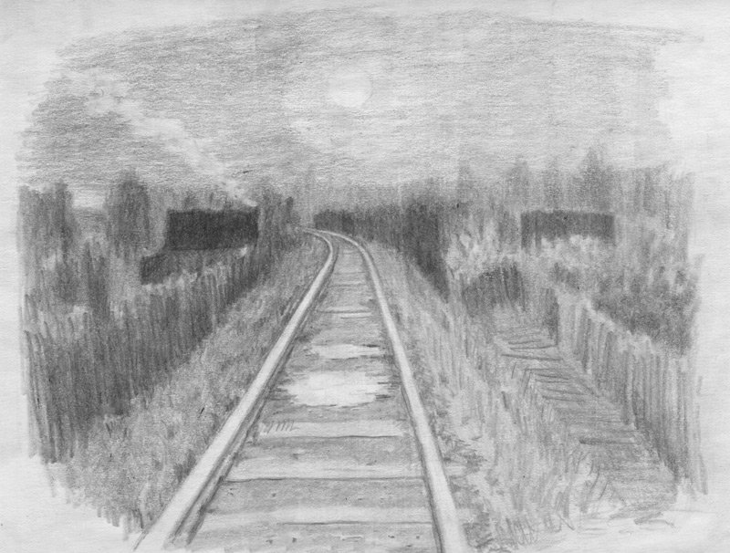Пейзаж рисунок карандашом