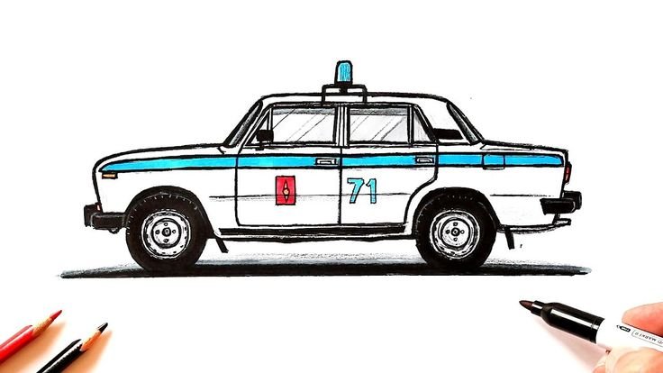 Полицейская машина рисунок детский