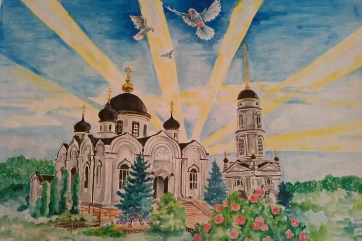 Храм детский рисунок старый Оскол