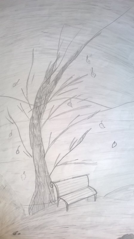 Рисунок осень карандашом