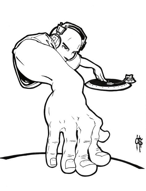 Диджей рисованный