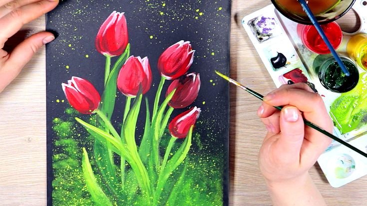 Тюльпаны рисунок акрилом