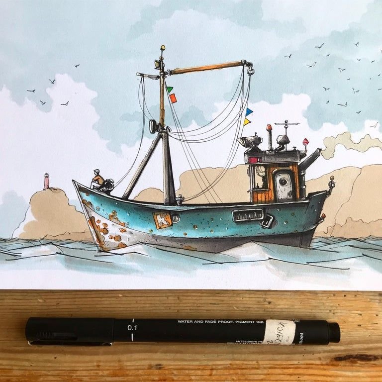 Fishing Boat illustrations drawing