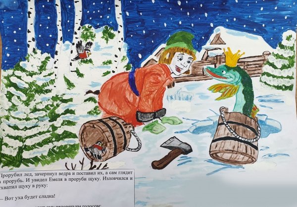 По щучьему велению рисунки детей к сказке