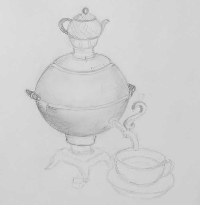 Самовар рисунок карандашом