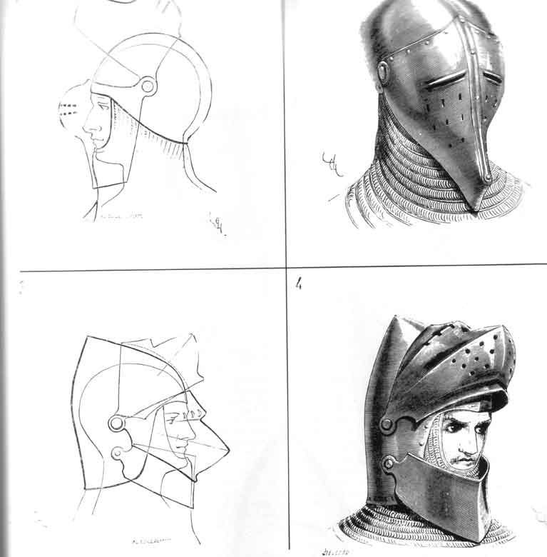 Средневековые шлемы нарисованные