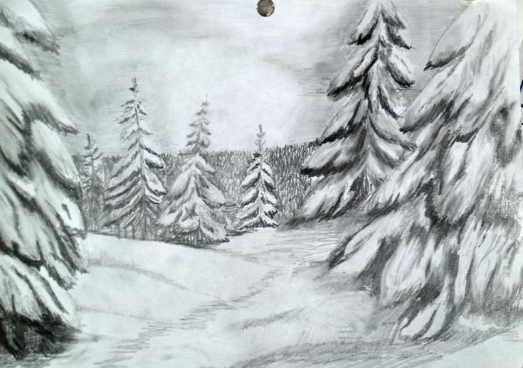 Пейзаж карандашом