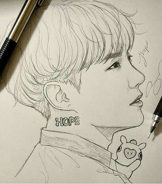 BTS карандашом Хосок